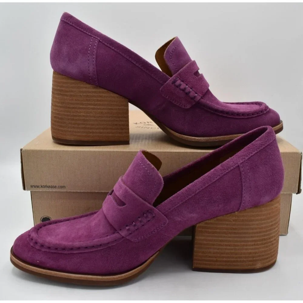 Kork-Ease Womens Size 11 Modeste Purple Suede‎ Block Heel Pump Loafers Shoes